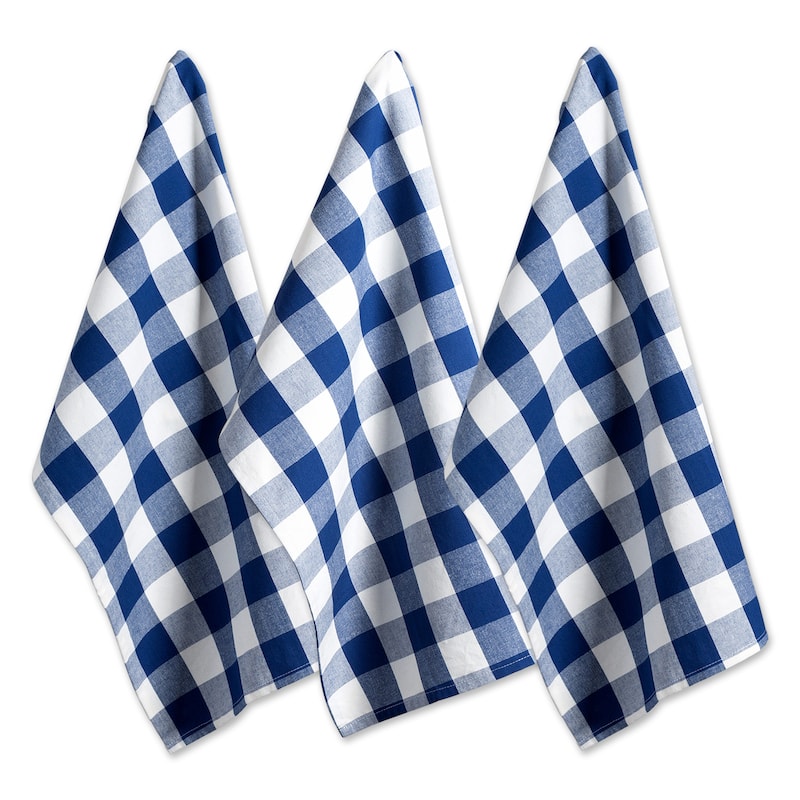Design Imports Buffalo Check Dishtowel Set of 3 (30 inches long x 20 inches wide) - Set of 3 - Navy & White