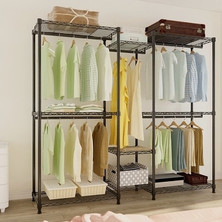 Wire Robe Rack Freestanding Closet Wardrobe Wire Garment Rack Black - Bed Bath ...