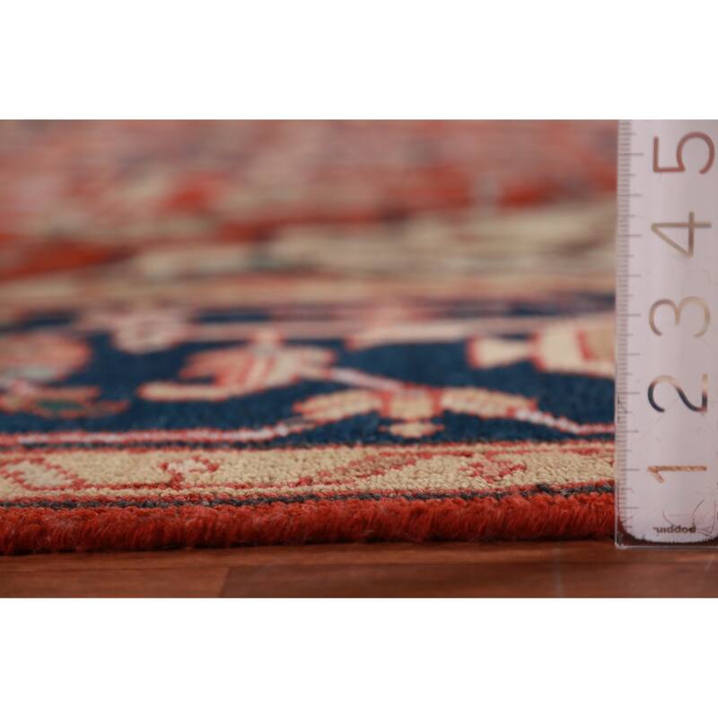 Geometric Red Heriz Serapi Oriental Area Rug Handmade Red Wool Carpet - 8'10" x 12'0"