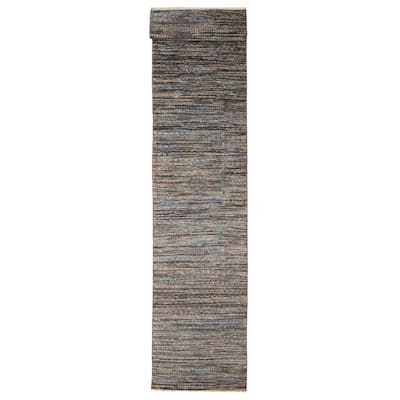 ECARPETGALLERY Hand-knotted Silk Shadow Dark Navy Silk, Wool Rug - 2' 10" x 14'