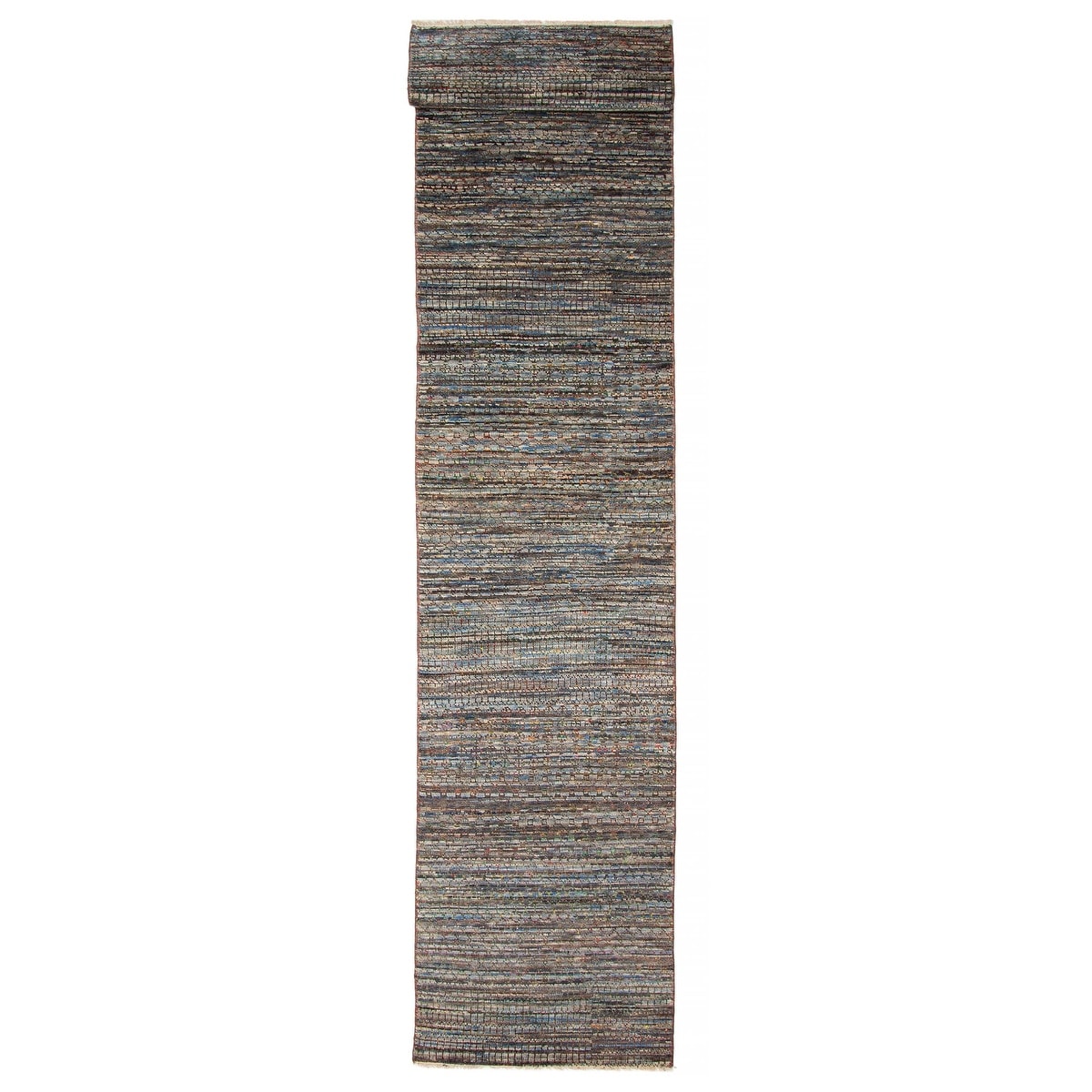 ECARPETGALLERY Hand-knotted Silk Shadow Dark Navy Silk, Wool Rug - 2' 10" x 14'