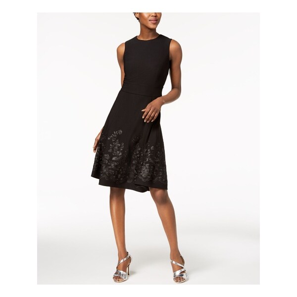 calvin klein black embroidered dress