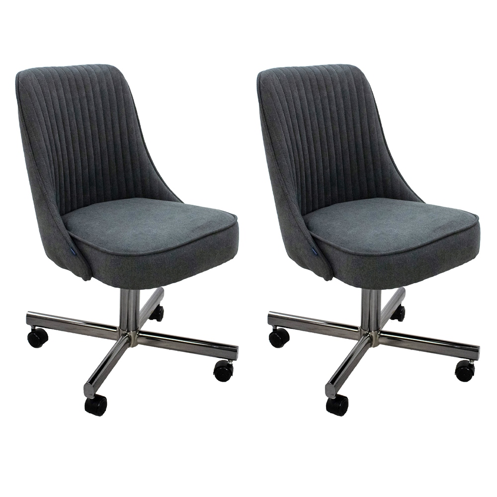 Chromcraft Casey Fabric Dining Upholstered Caster Chair in Gray set of 2
