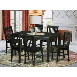 dining piece table chairs rubberwood rectangular finish wooden