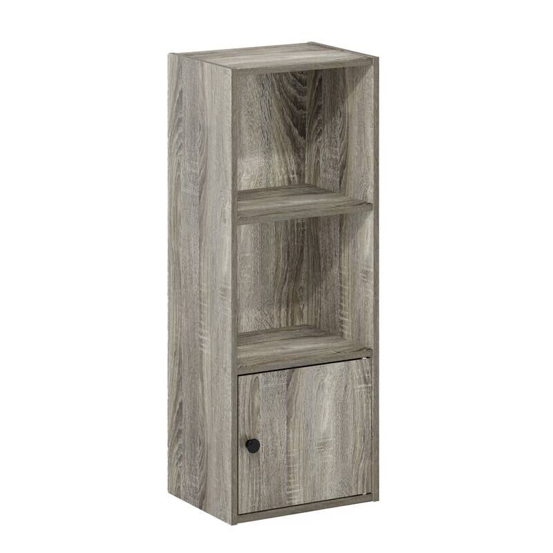 Furinno Luder 3-Tier Shelf Bookcase with 1 Door Storage Cabinet