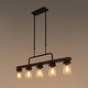 preview thumbnail 6 of 8, Modern Farmhouse 5-Light Wood Linear Chandelier Cylinder Glass Pendant Lights for Dining Room - 38.5"L x 12"H