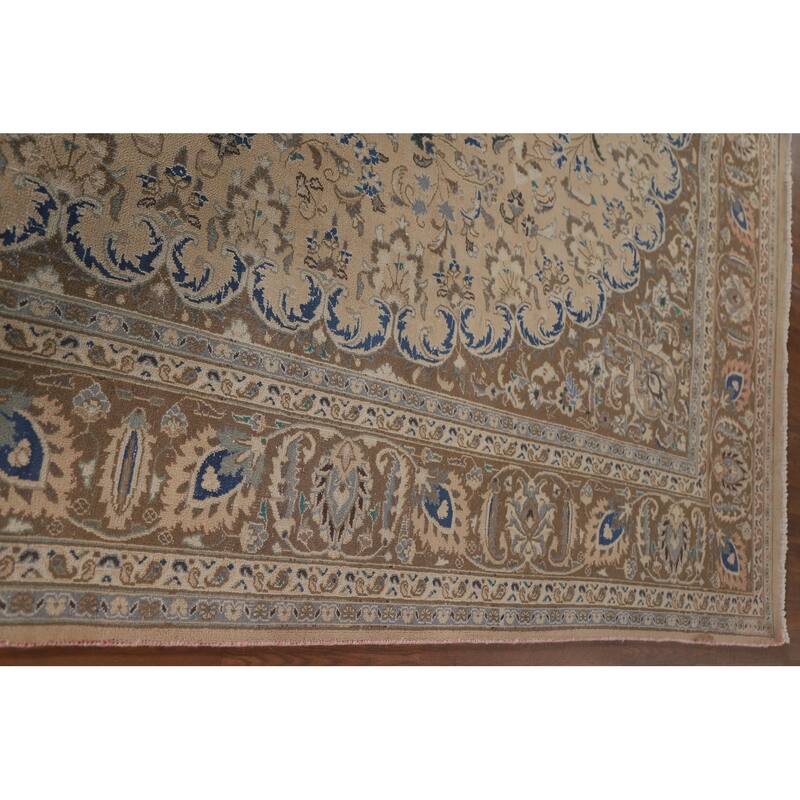 Hand Knotted Oriental 100% Wool Carpet Traditional Floral Peach Mashad Area Rug - 12' 6'' X 9' 7''