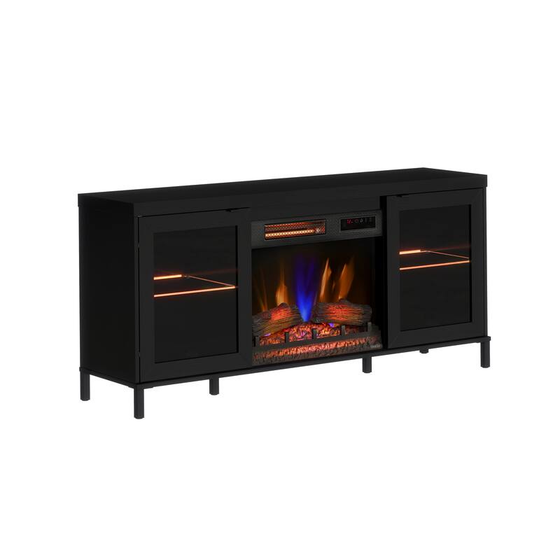duraflame® Electric Fireplace TV Stand with Modern LED Lights and Storage, Black