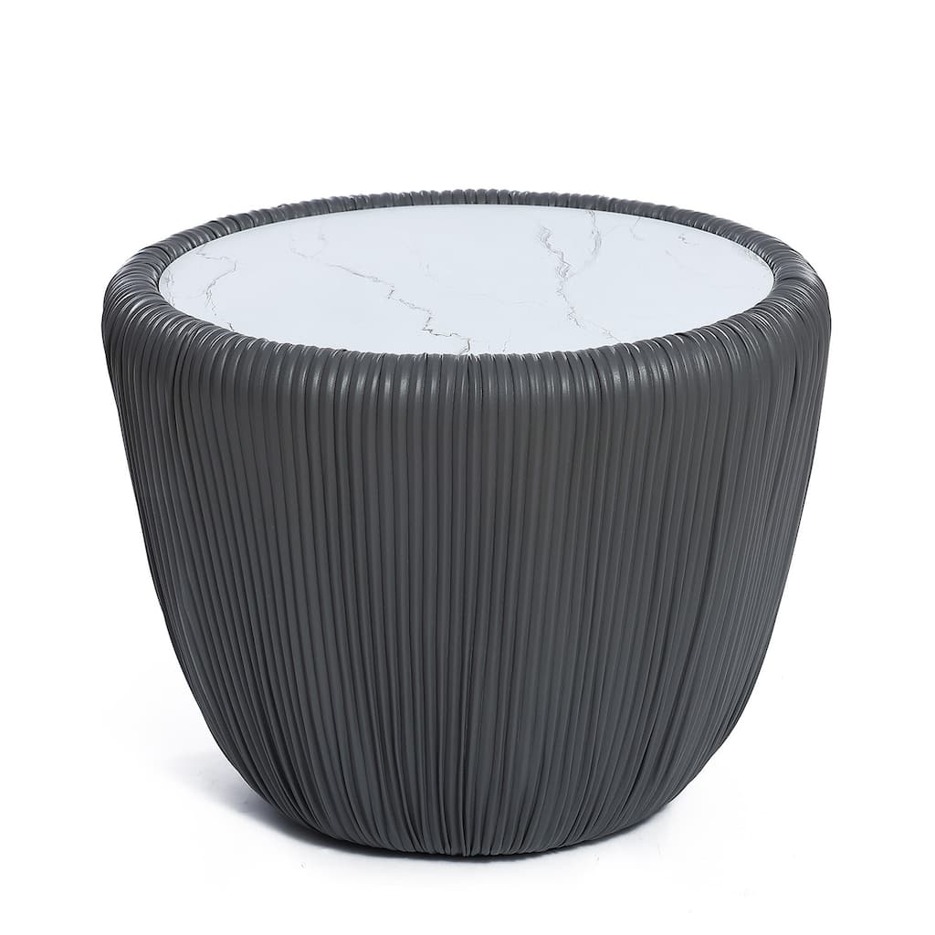 Round Side Table Gray Accent Table Modern Living Room Table Sofa Table - 15.75