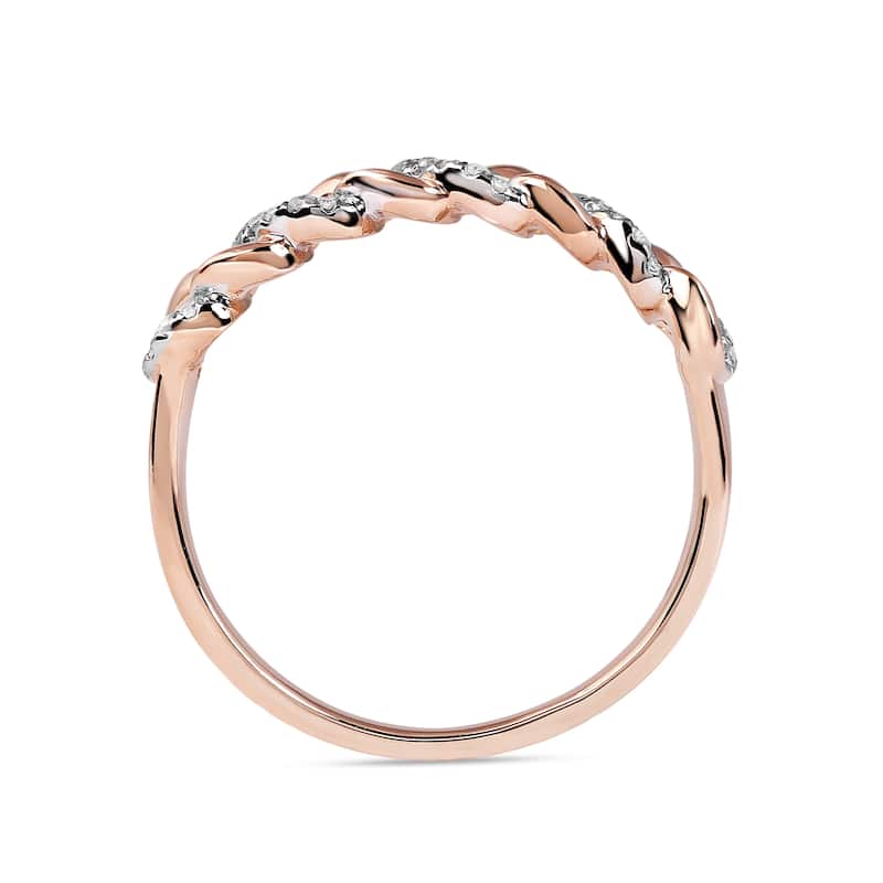 1/10ct TDW Diamond Cuban Link Fashion Ring in 10k Gold for Women