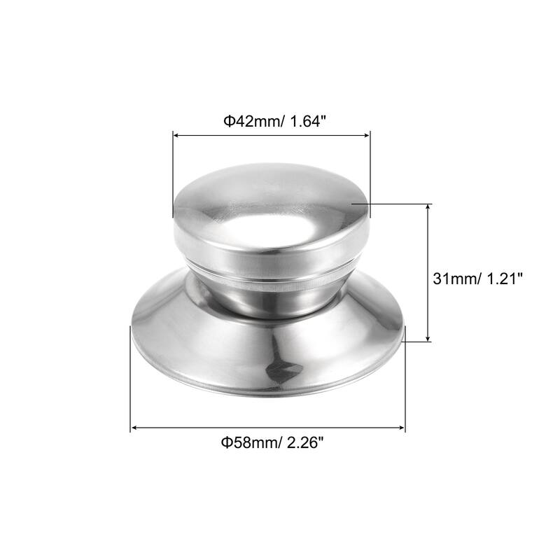 Pot Lid Knob,Replacement Knob 42x31mm for Glass,Pan Cover Lid,4pcs - Silver Tone - Silver Tone