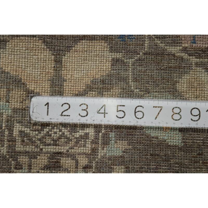Hand Knotted Oriental 100% Wool Carpet Transitional All-Over Greys & Charcoal Oushak Runner Rug - 11' 8'' X 3' 0''