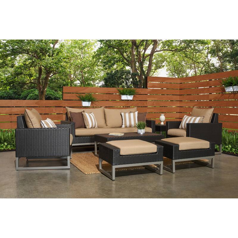 Milo Espresso 7 Piece Sunbrella Outdoor Patio Deep Seating Set