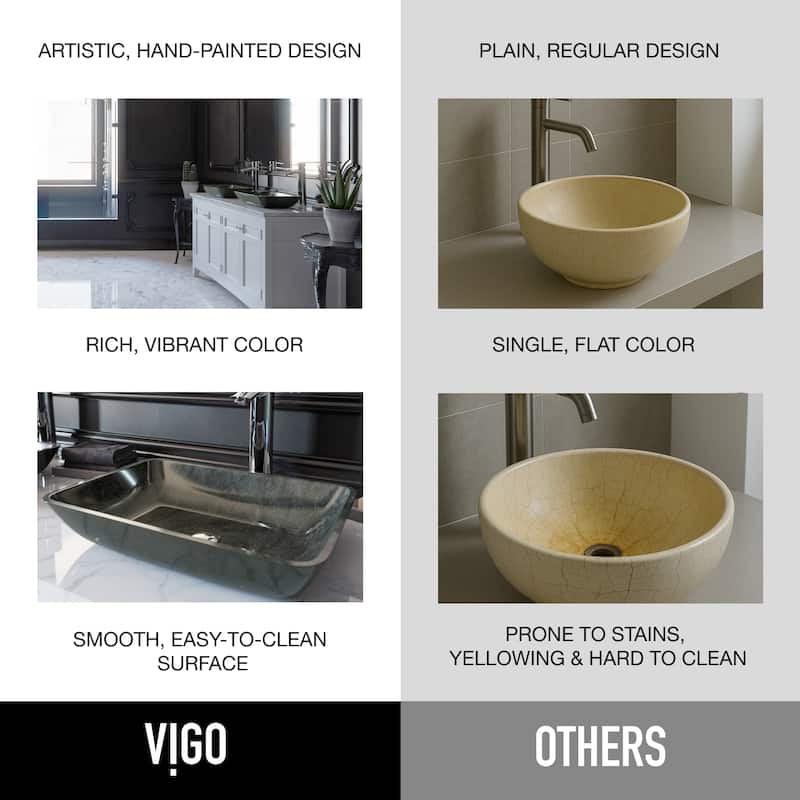 VIGO Donatello 18"L x 13"W x 4"H Glass Rectangular Vessel Bathroom Sink