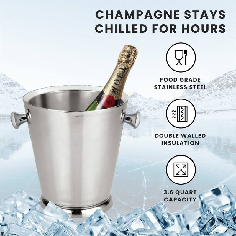 Sol Living Double Walled Stainless Steel Champagne Bucket - 8' x 11'