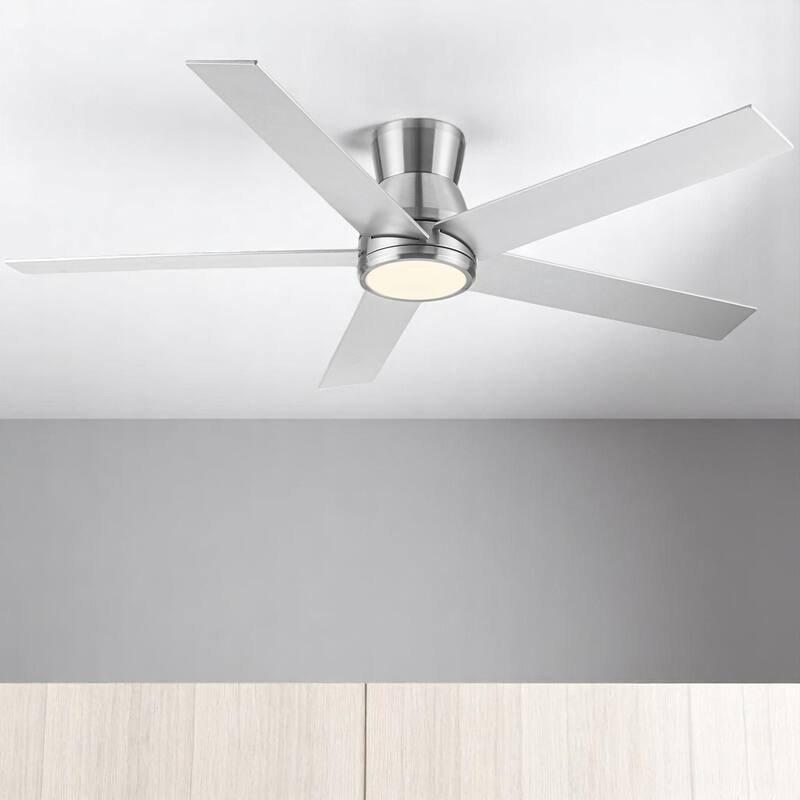 52-Inch Ceiling Fan with LED Light and Remote Control, Silver Finish, DC Motor,Energy-Efficient Ceiling Fan for Medium Rooms