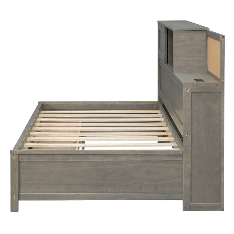 Twin Size Daybed with 3 Storage Drawers and Upper Soft Board, Versatile Wooden Sofa Bed Frame w/a Set of Sockets & USB Ports