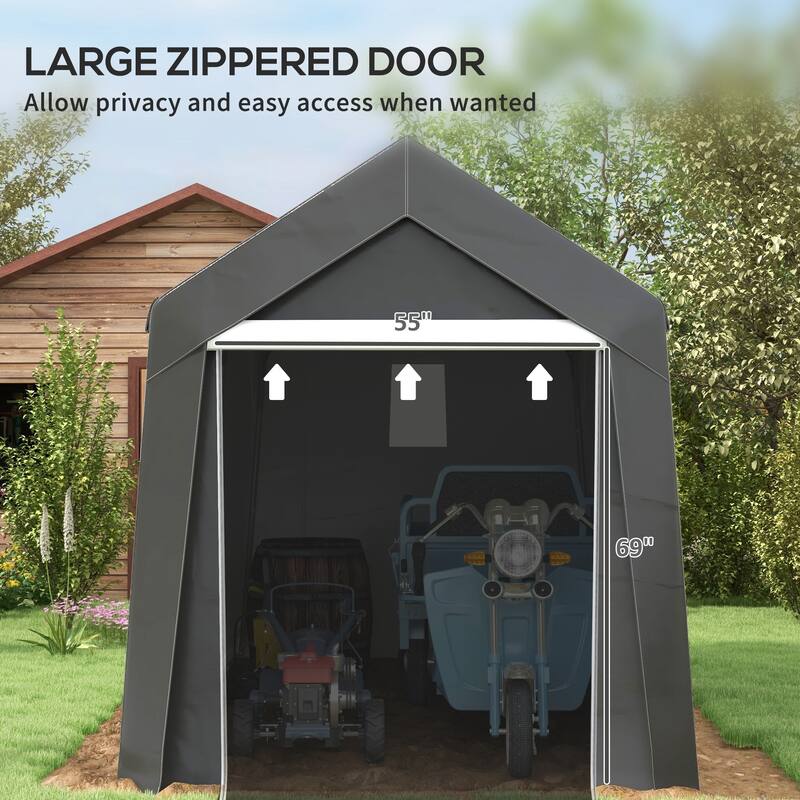 Outsunny 7' x 12' Garden Storage Tent, Heavy Duty Outdoor Shed, Waterproof Portable Shed Storage Shelter
