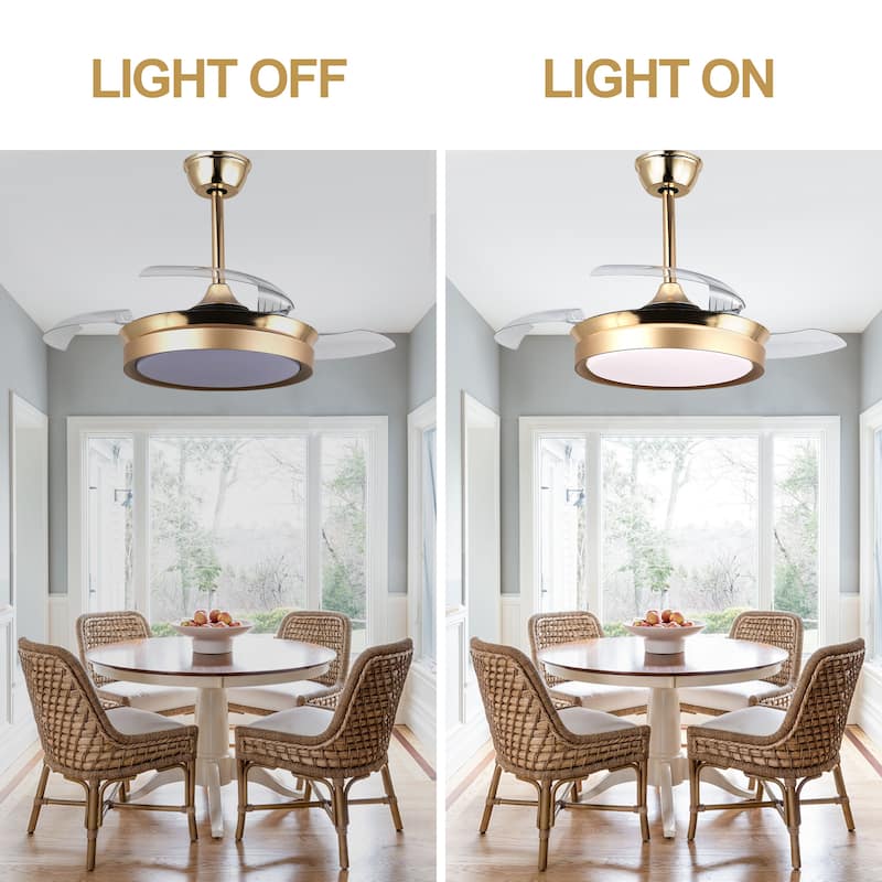 Oaks Aura Modern 36in. LED Light Memory Retractable Ceiling Fan with Light, 6-Speed,Dc Motor Technology, Remote Control