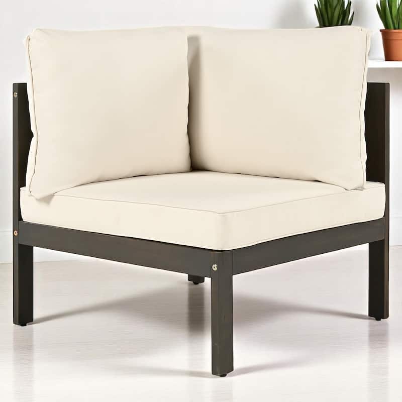 4-Piece Acacia Wood Patio Furniture Set with Armrests, Cushions and Pillows,Outdoor Sectional Sofa for Balcony, Garden,or Deck