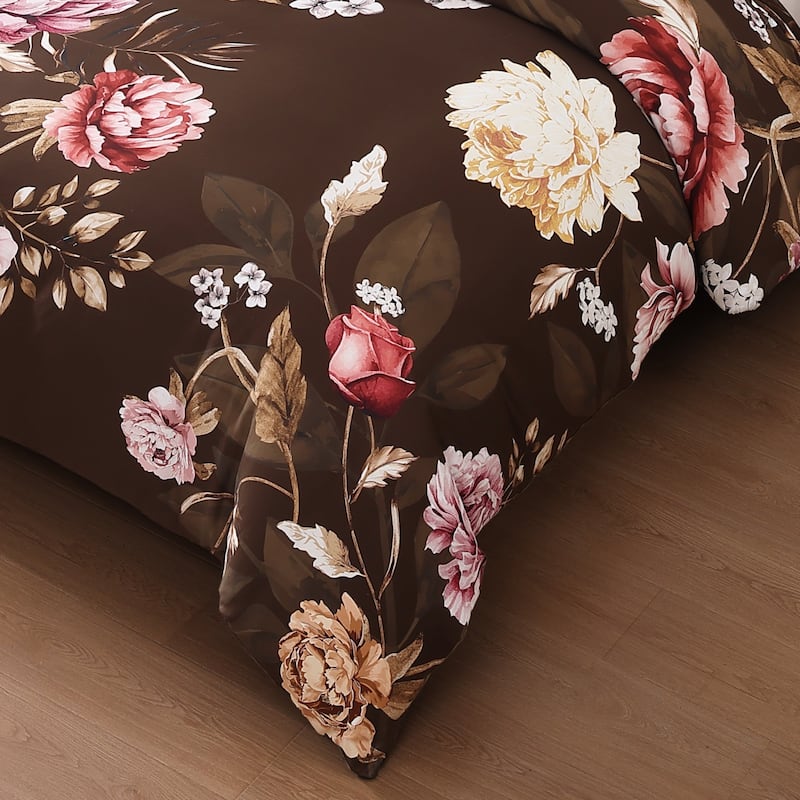 Bebejan Floral Garden on Mocha 5 Piece Reversible Comforter Set