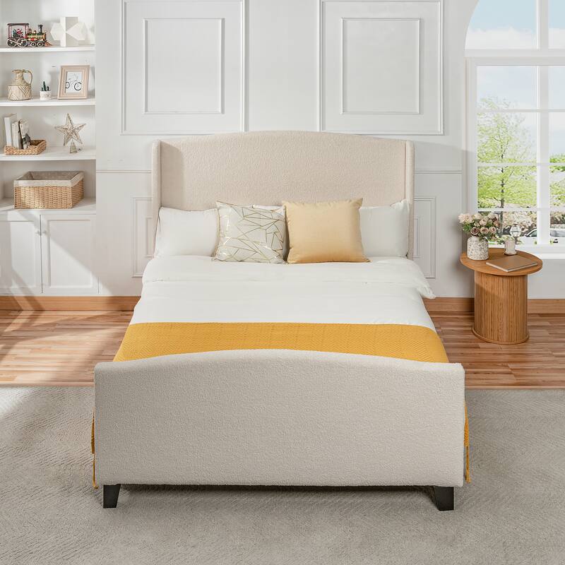 Queen Size Bed Frame with 49.21"High Back Upholstered Headboard