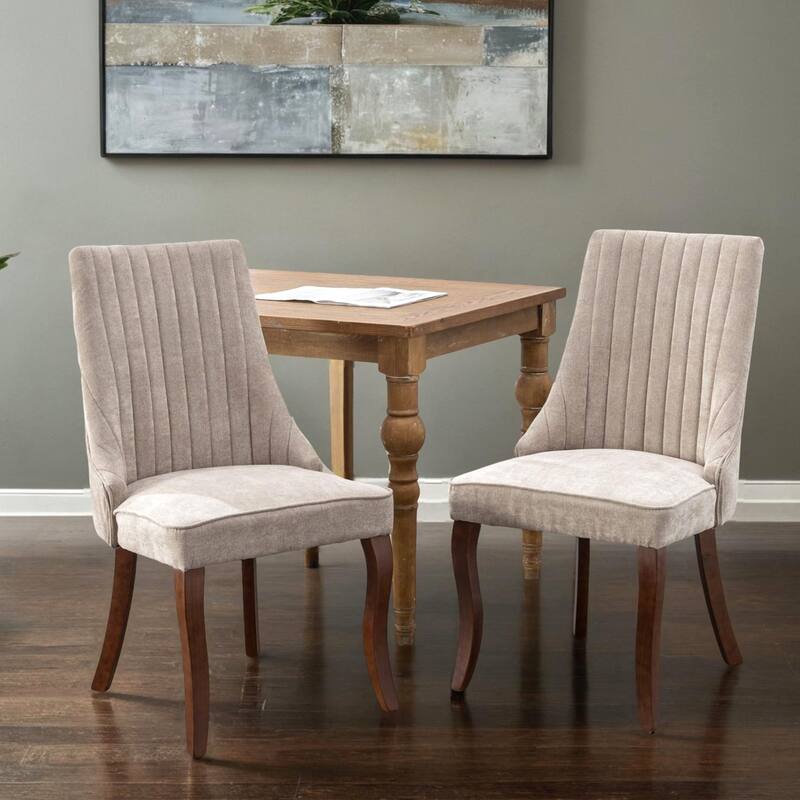 Rayon Cloth Flocking Linen Dining Chairs Channel Kitchen Dinner Chair Comfy Fabric Upholstered Accent Chair for Dining Room