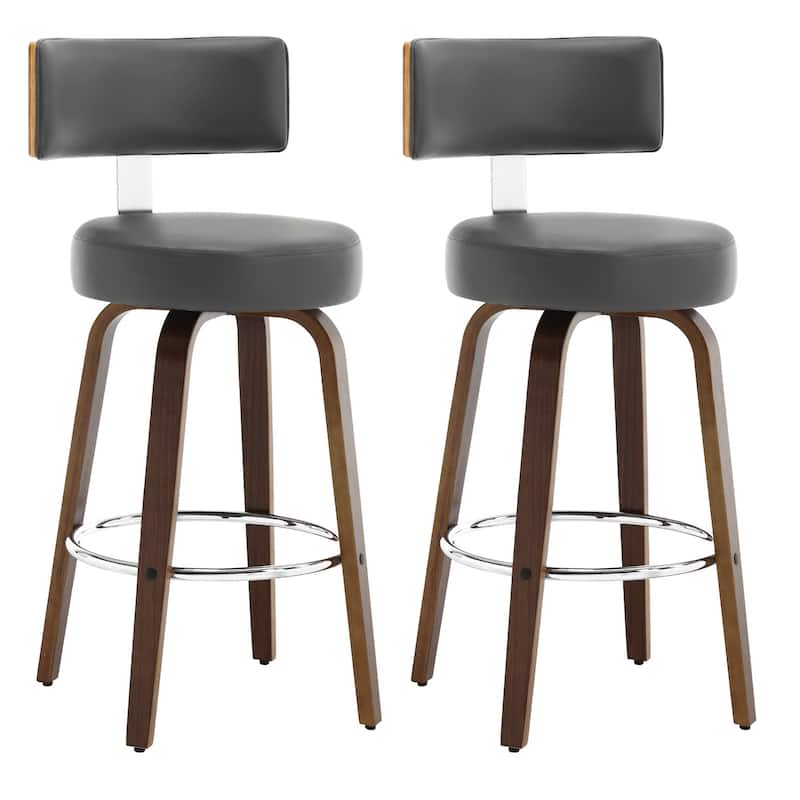 Faux Leather Upholstered Swivel Counter/ Bar Stools Set of 1/2/4 - Set of 2 - Grey - Bar Height