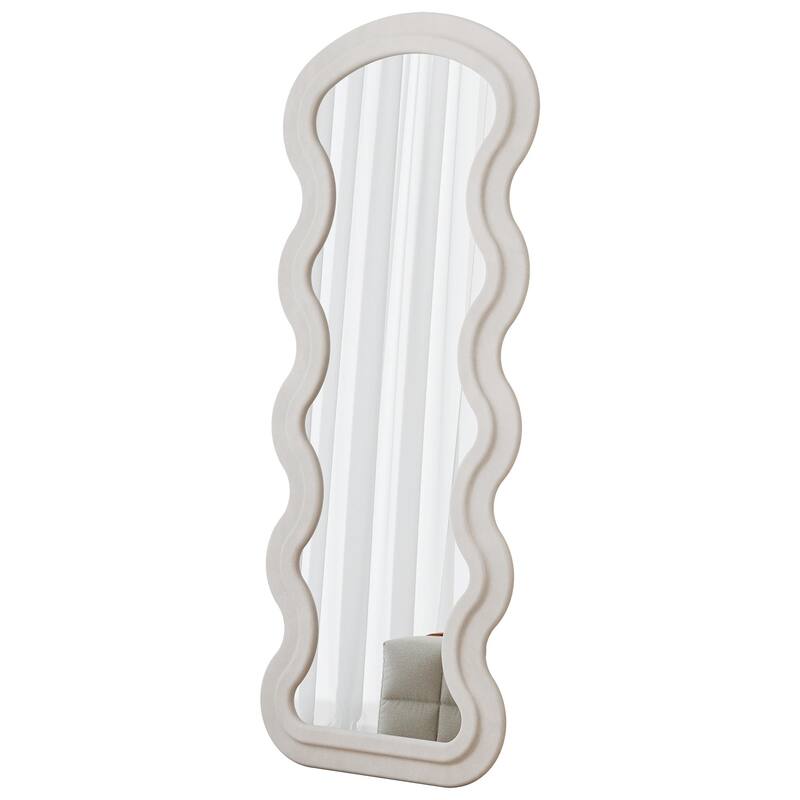Flannel Full Length Wave rose Floor Mirror with Stand for Bedroom living room Hanging or Against The Wall