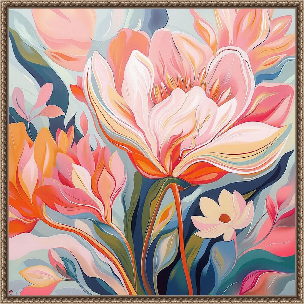 Floral Model Painting by Tradelink inhouse artist Framed Canvas Wall Art Print