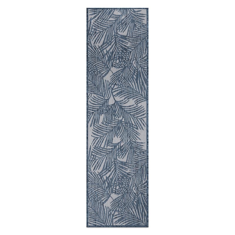 World Rug Gallery Contemporary Palm Leaf Textured Flat Weave Indoor/Outdoor Area Rug