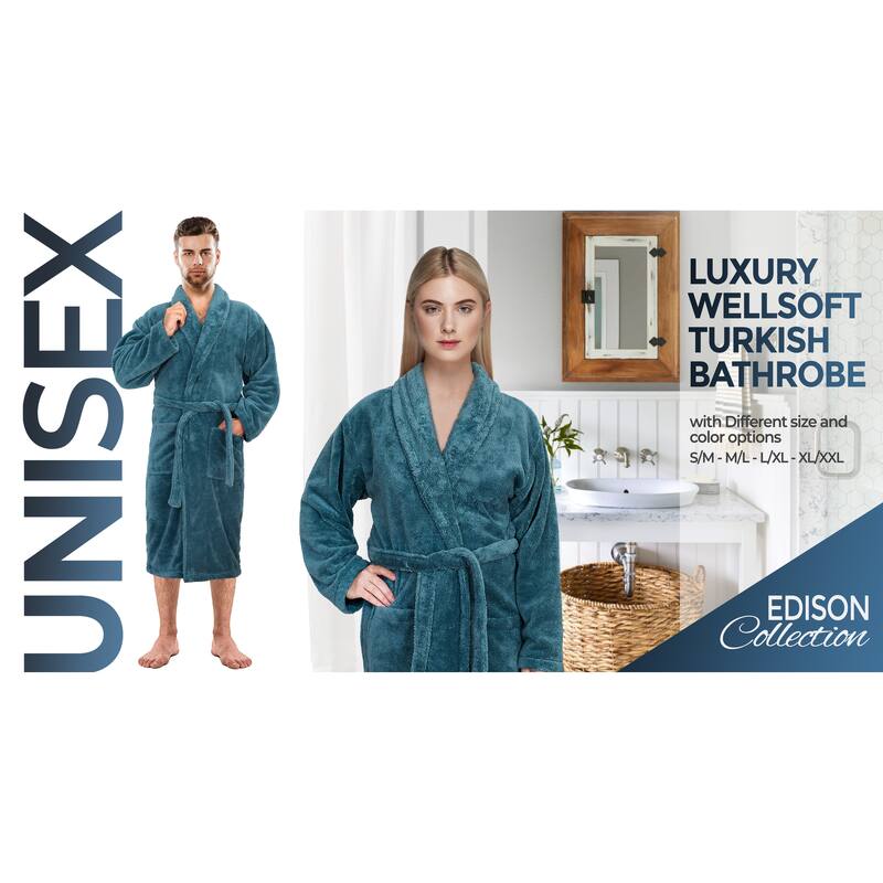 American Soft Linen Mens and Womens Robe Warm Fleece Unisex Bathrobe