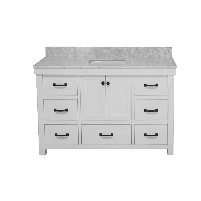 KitchenBathCollection Tuscany 60" Single Bathroom Vanity with Carrara Marble Top