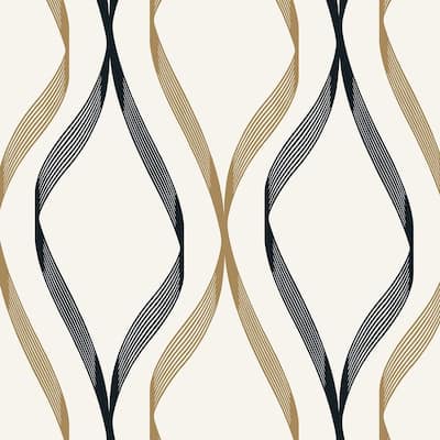Seabrook Designs Wave Ogee Non-Woven Unpasted Wallpaper