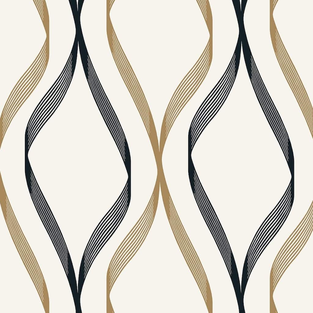Seabrook Designs Wave Ogee Non-Woven Unpasted Wallpaper