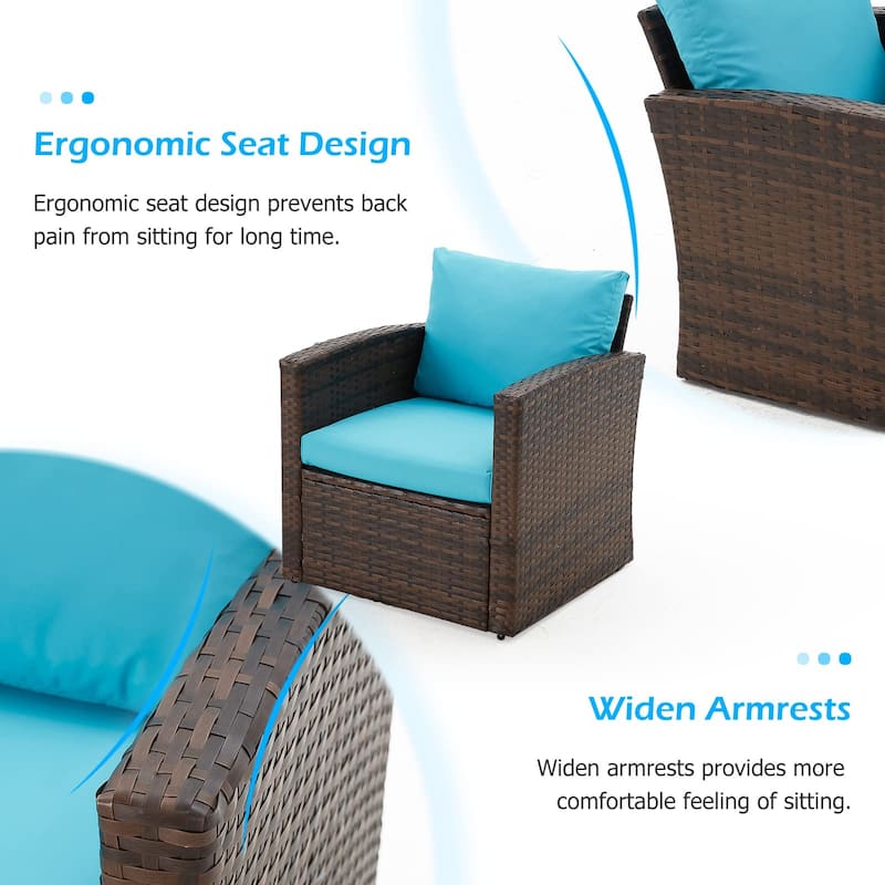 AECOJOY 7-Pieces Patio Sectional Sofa Outdoor Wicker Furniture Set