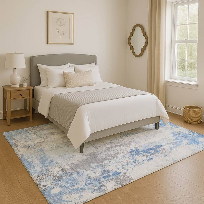 Premium Washable Super Soft Contemporary Mayfield Rug - Sky - 10' x 14'