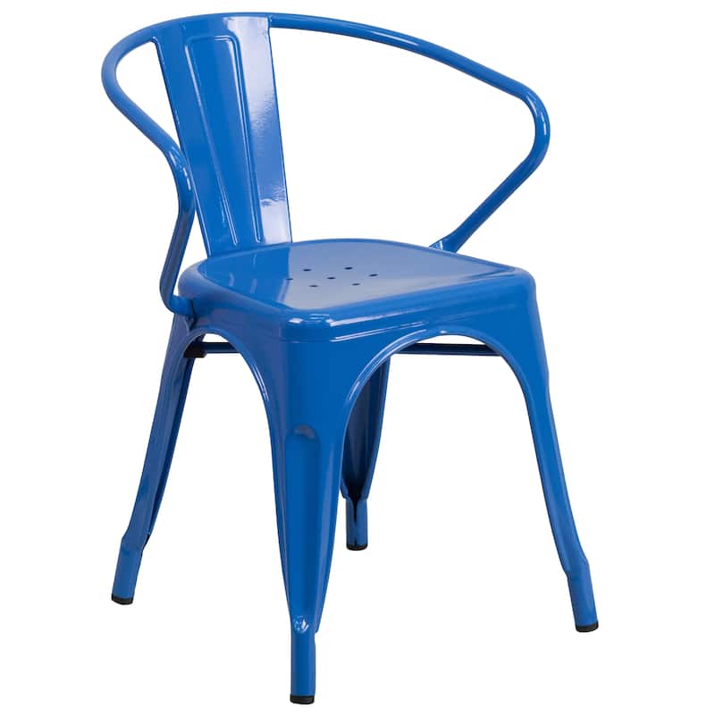 24'' Round Metal Indoor-Outdoor Table Set with 2 Arm Chairs
