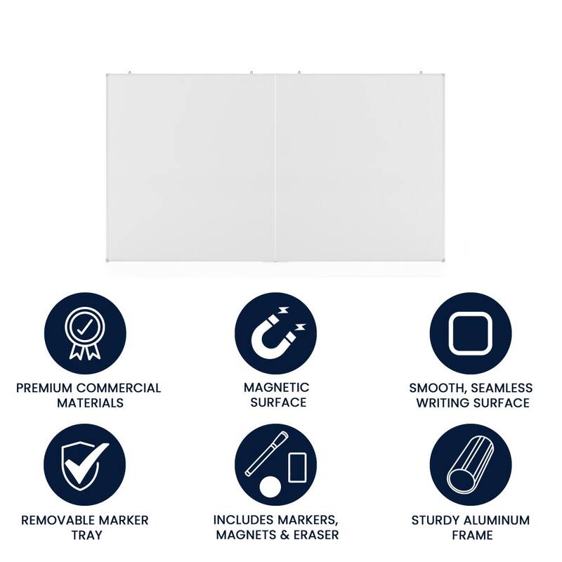 Aluminum Magnetic Dry Erase Board with Wall Mount, Marker Tray