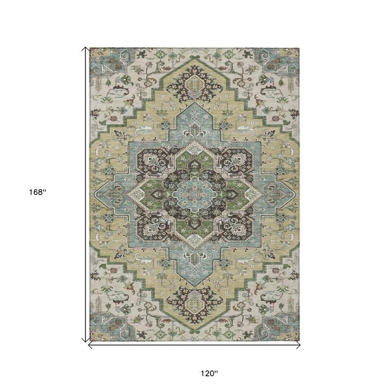 HomeRoots Oriental Traditional Rectangle Outdoor Rug