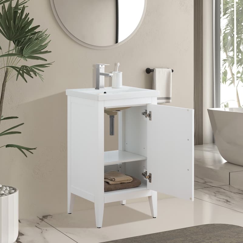 Vanity Art 20" or 24" or 30" Single Sink Bathroom Vanity Cabinet with Ceramic Top