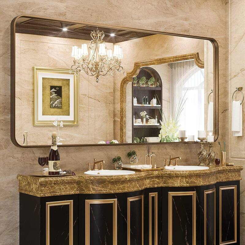 TETOTE Modern Metal Frame Wall Mounted Bathroom Vanity Mirror - 72x36 - Bronze