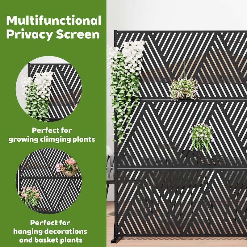 Dovelina 6ft.Outdoor Freestanding Metal Privacy Screen Decorative Garden Fence - 72"x47"