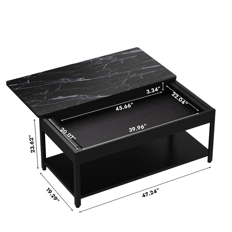 Modern Coffee Table End Table with Lockable Drawer, Double-Layer Accent Table Dining Table with Hidden Storage