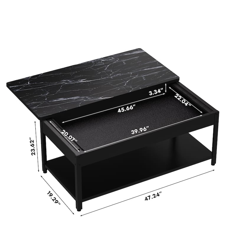 double-layer coffee table with hidden storage compartment and fingerprint lock - Living room dining tables
