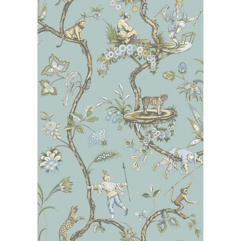 Scalamandre Robin's Egg Blue Chinoise Exotique Self Adhesive Peel & Stick Wallpaper