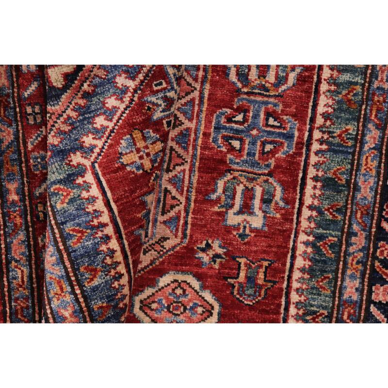 Rustic Super Kazak Zara Red/Beige Hand Knotted Wool Rug - 4'9'' x 6'5''