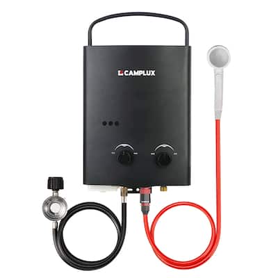 CAMPLUX 1.32 GPM Outdoor Portable Propane Tankless Water Heater, Black