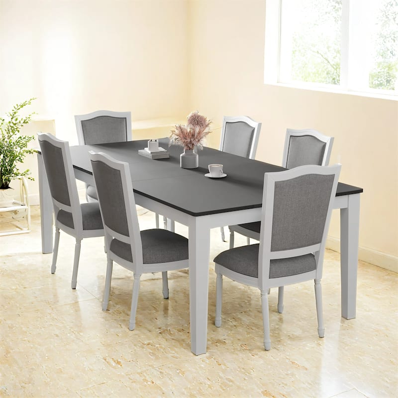 7-Piece 78.1inch Rustic Extendable Dining Table Set with 18inch Removable Leaf