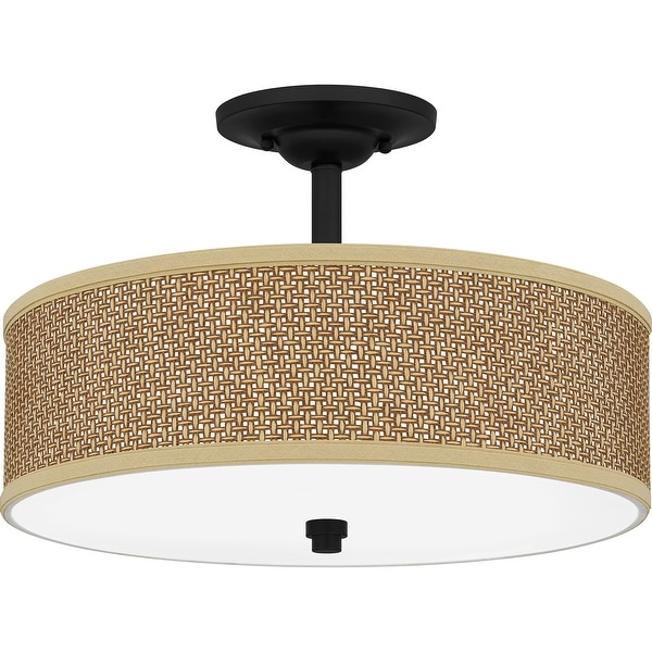 Semi flush rattan store light fixture
